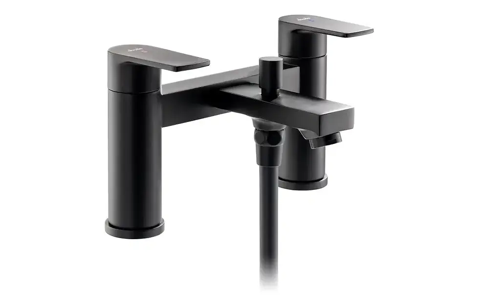 Thumbnail: Abode Aquip Deck Mounted Bath Shower Mixer Tap - Matt Black