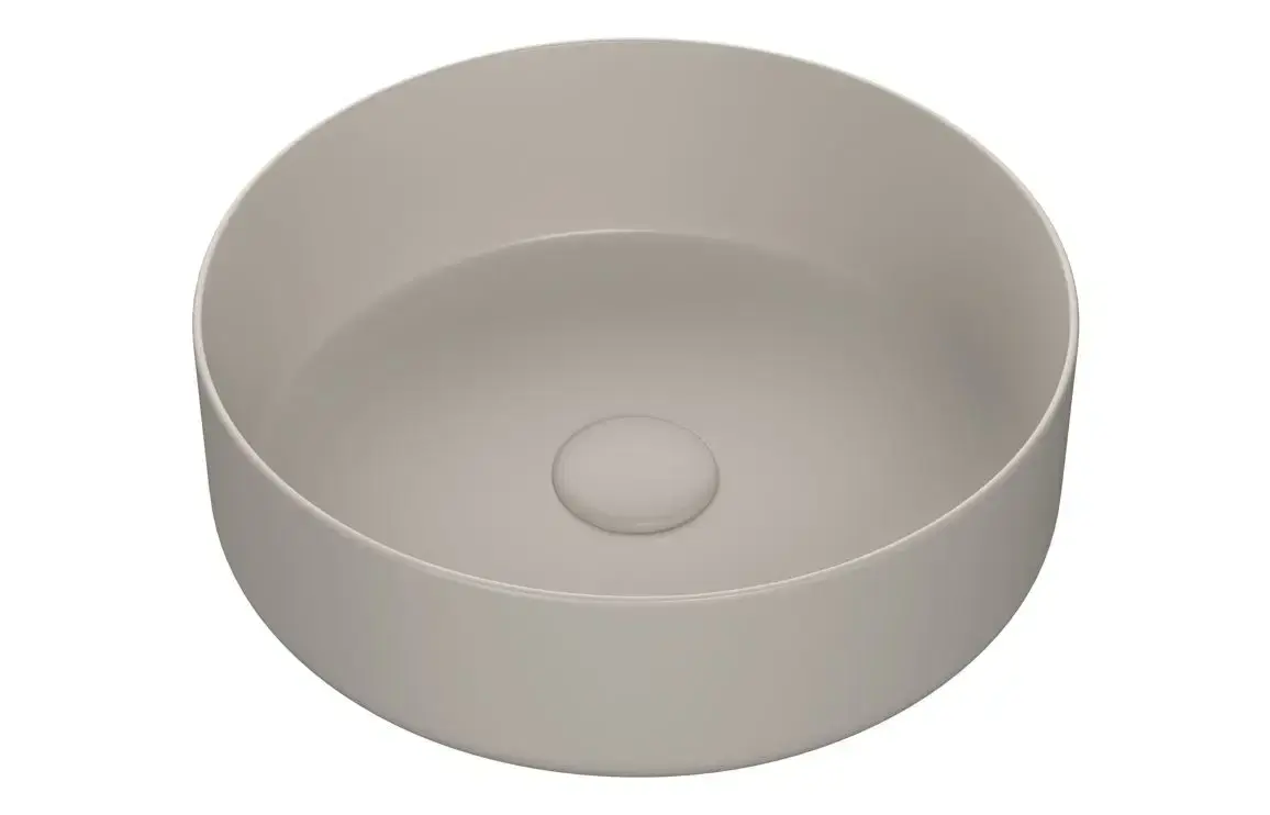 Leyton 355mm Ceramic Round Washbowl & Waste - Matt Latte