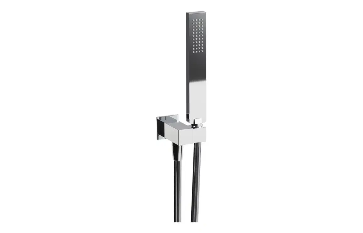 Abode Euphoria Square Wall Outlet, Handset & Bracket Set - Chrome