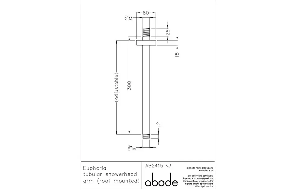 Thumbnail: Abode Euphoria Ceiling Mounted Circular Shower Arm - Chrome