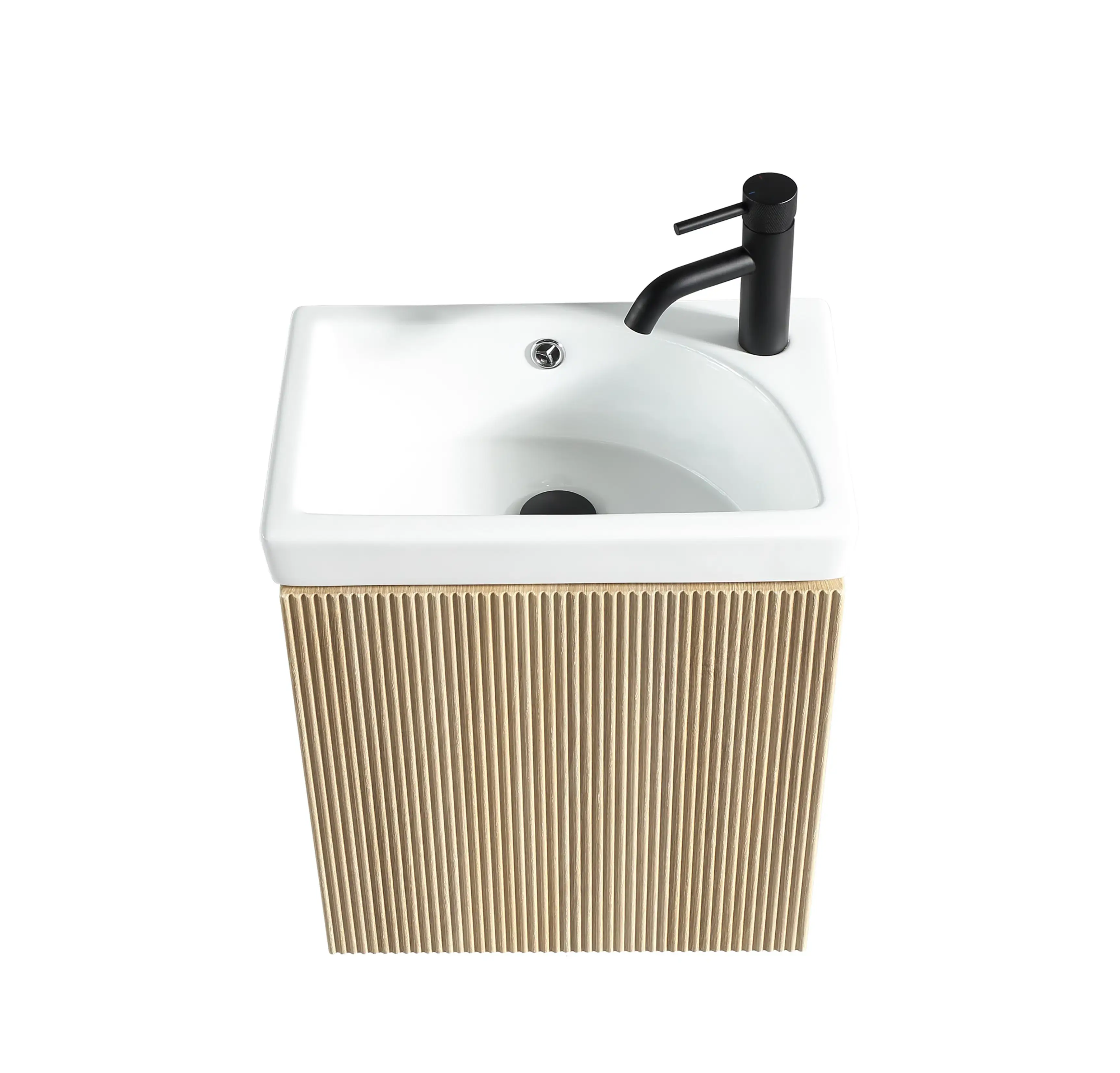 Flex Mini 460mm Wall Hung Cloakroom Vanity & Basin - Country Oak