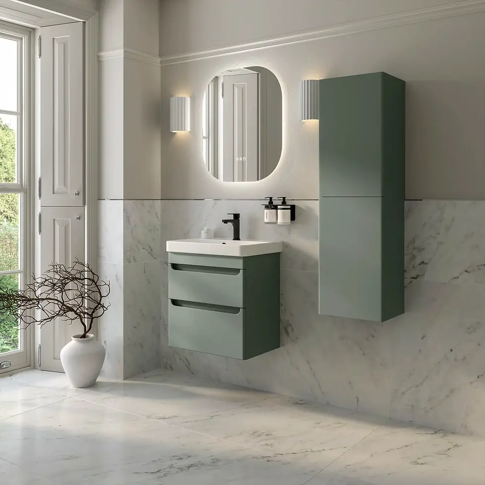 Thumbnail: Deccado Bromont 2 Drawer Vanity Unit 550mm with Ceramic Basin - Verdant Green