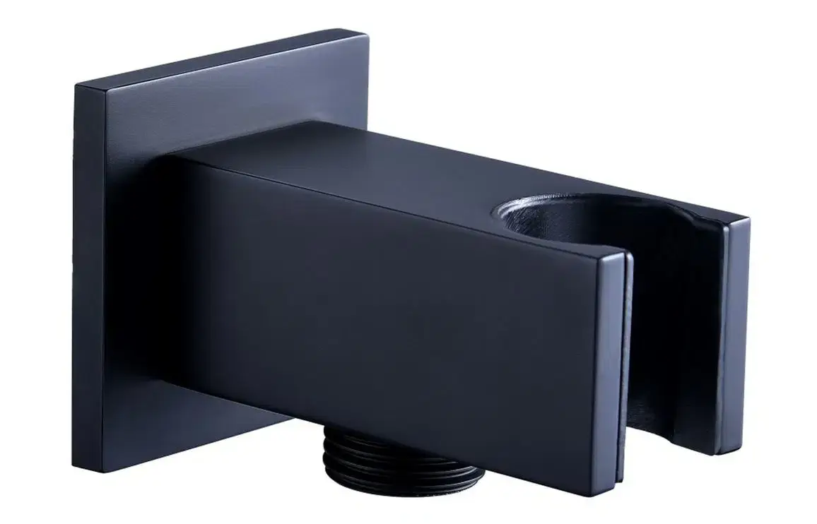 Cora Square Handset Wall Bracket with Wall Outlet - Matt Black