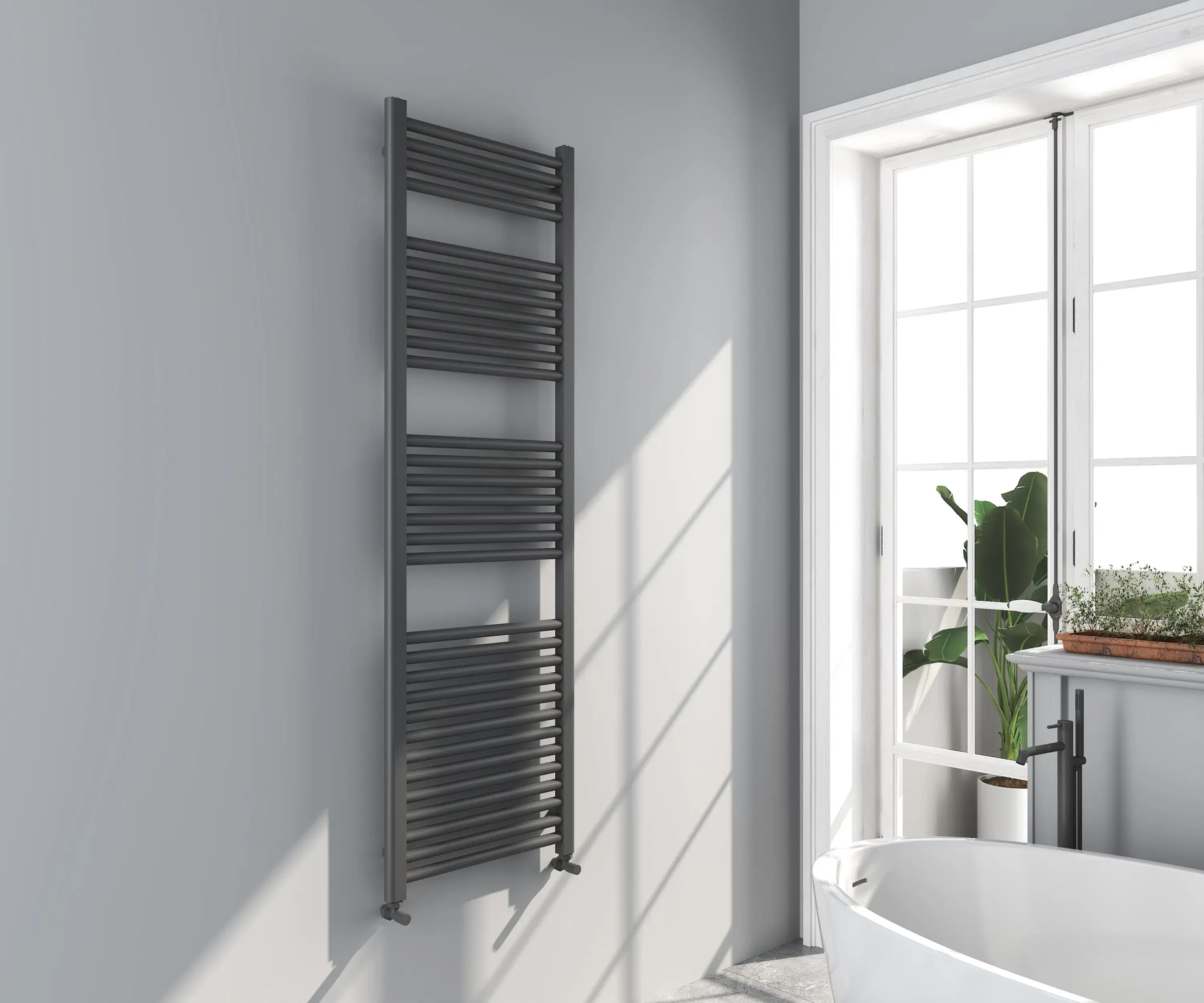 Fusion 1600x500mm Ladder Heated Towel Rail - Gunmetal