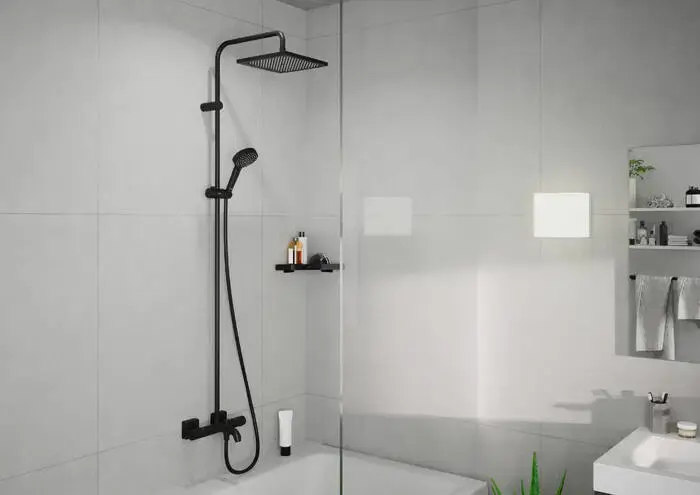 Thumbnail: Hansgrohe Vernis Shape Showerpipe 240 1jet with bath thermostat