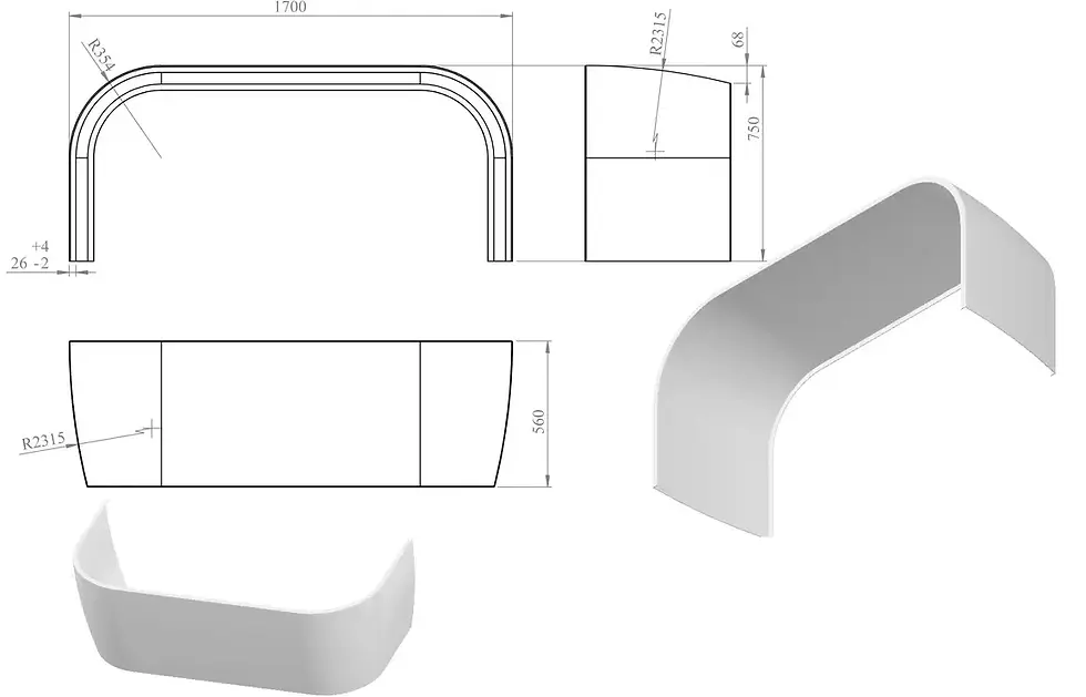 Thumbnail: 1700mm Back To Wall Bath Panel