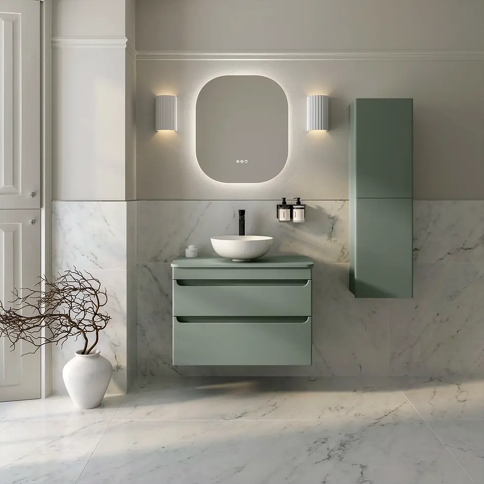 Thumbnail: Deccado Bromont 2 Drawer Vanity Unit 800mm with Worktop and Sit-on Bowl - Green