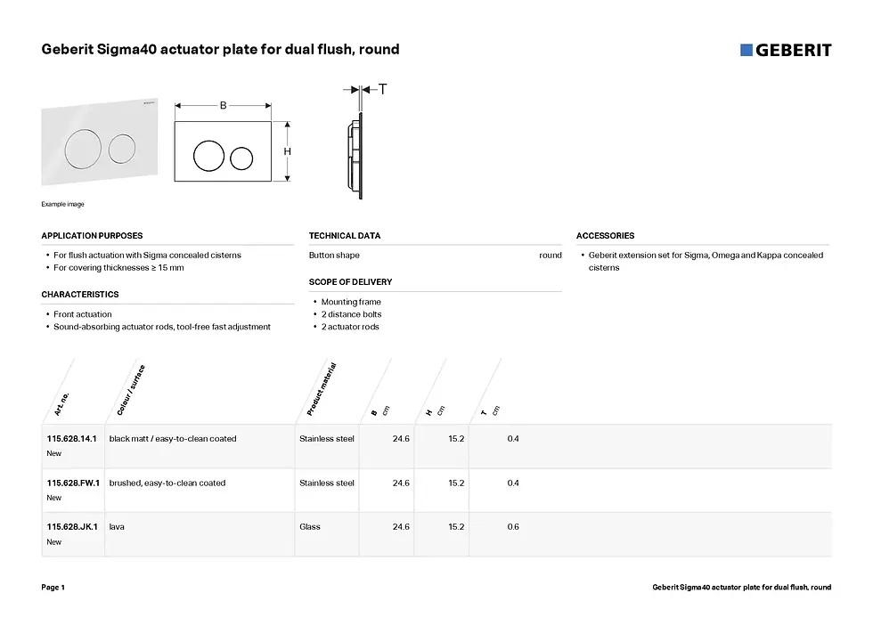 Thumbnail: Geberit Sigma40 Dual Flush Round Plate – Matt Black