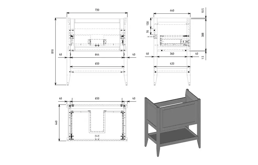 Thumbnail: Deva 800mm Floor Standing 1 Drawer Basin Unit w/Basin - Matt Anthracite