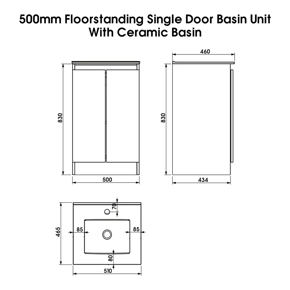 Thumbnail: Serenity 500mm Floor Mounted Vanity Unit - Cupboard - Sage