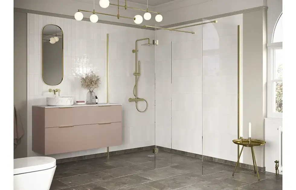 Thumbnail: Prism Optional 300mm Wetroom Splash Panel - Brushed Brass