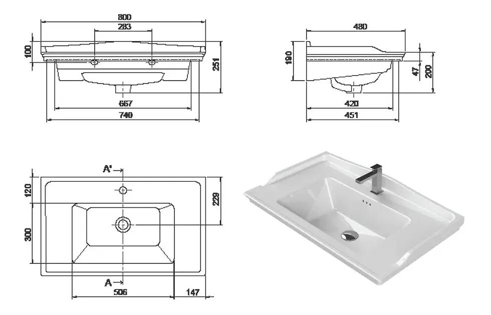 Thumbnail: Deva 800mm Floor Standing 1 Drawer Basin Unit w/Basin - Matt Anthracite