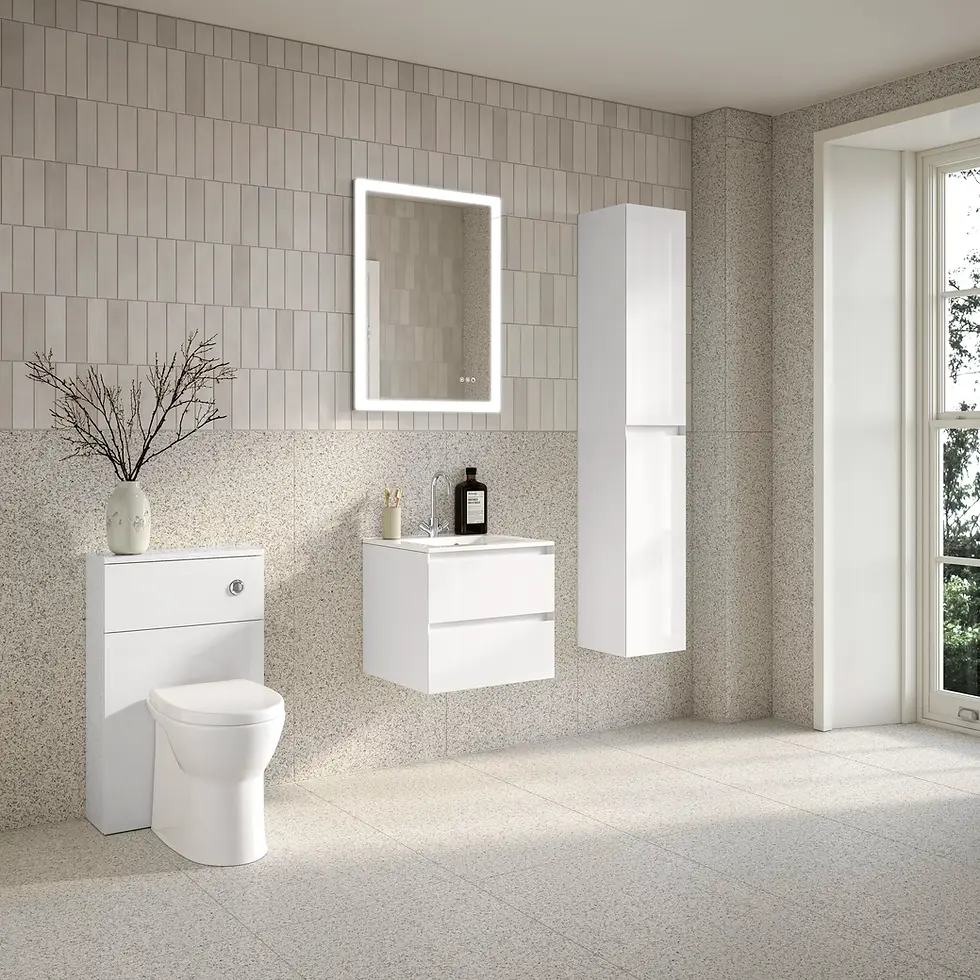 Thumbnail: Deccado Vernas 2 Drawer Vanity Unit 500mm with Cast Basin Sink - White Gloss