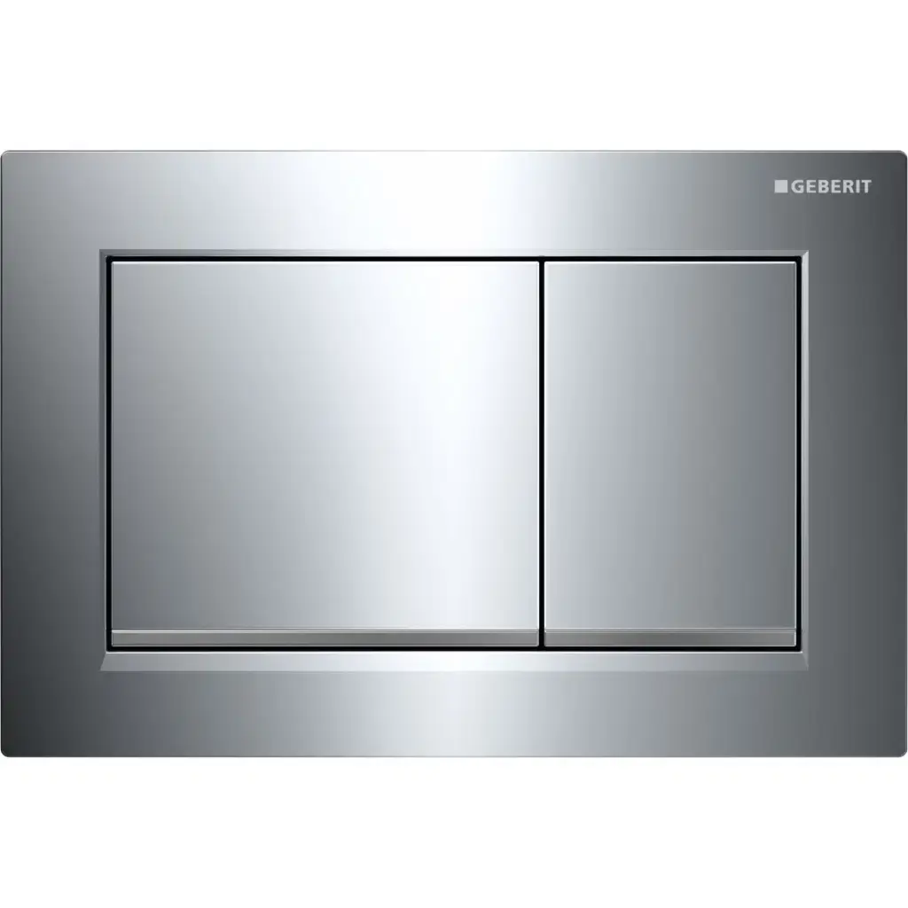 Geberit Omega20 Square Dual Flush Plate – Gloss Chrome with Matt Chrome Detail