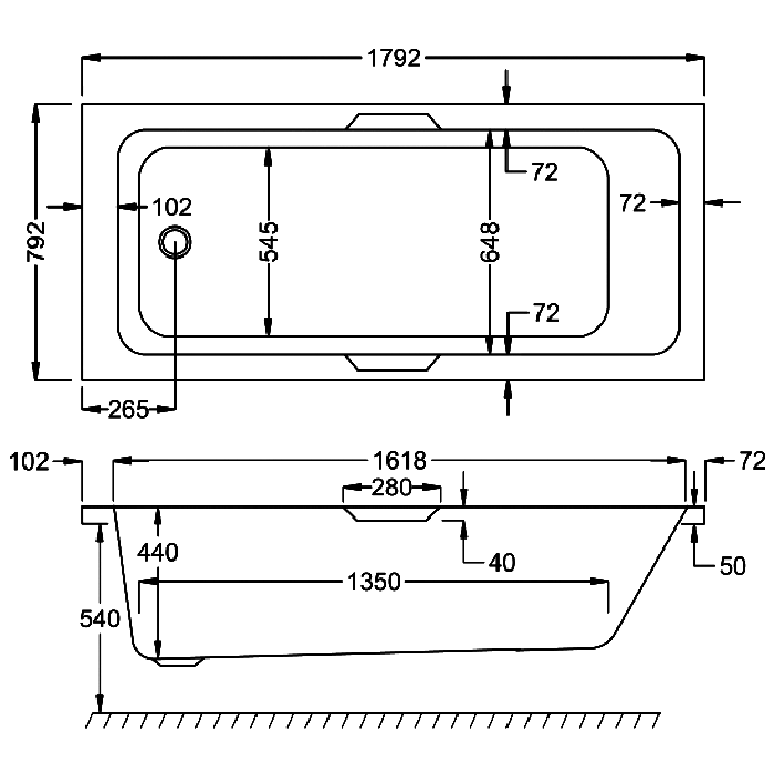 Thumbnail: Carron Quantum Integra 1800x800mm 5mm Bath