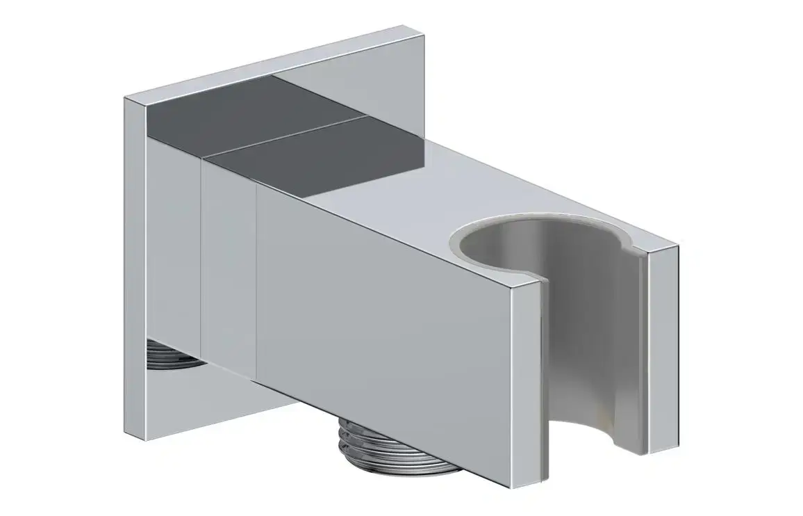 Cora Square Handset Wall Bracket with Wall Outlet - Chrome