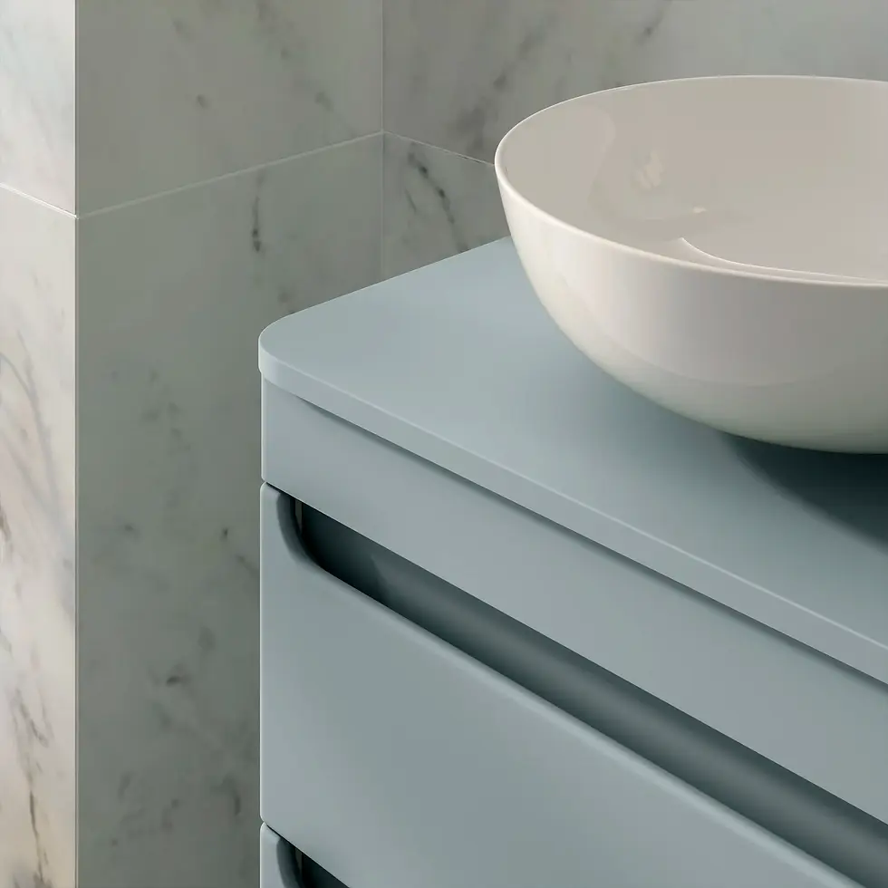 Thumbnail: Deccado Bromont 2 Drawer Vanity Unit 600mm with Worktop and Sit-on Bowl - Blue