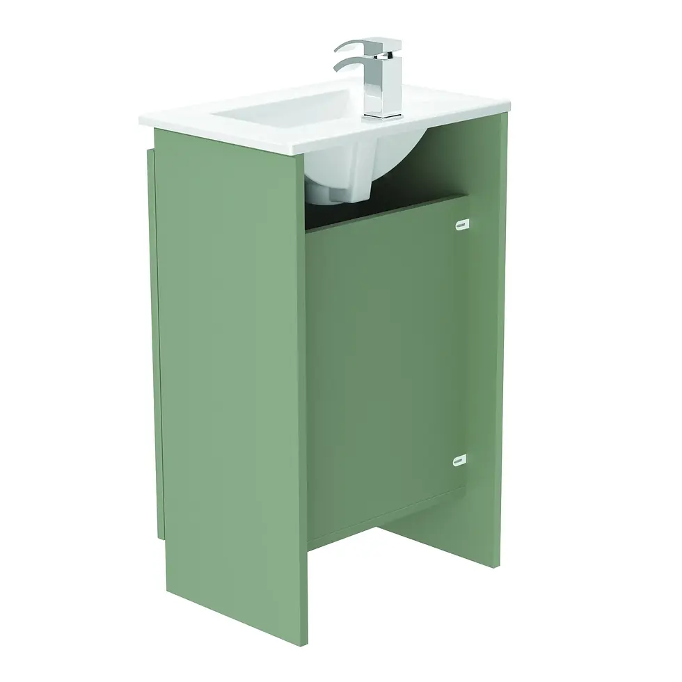 Thumbnail: Serenity 500mm Floor Mounted Vanity Unit (370 Depth) - Cupboard - Sage
