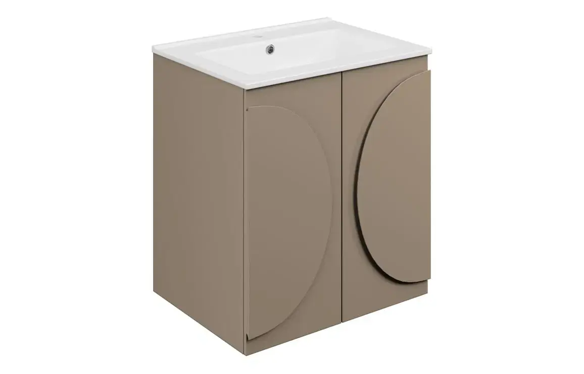 Clare 610mm Floor Standing 2 Door Basin Unit & 1TH Basin - Matt Taupe