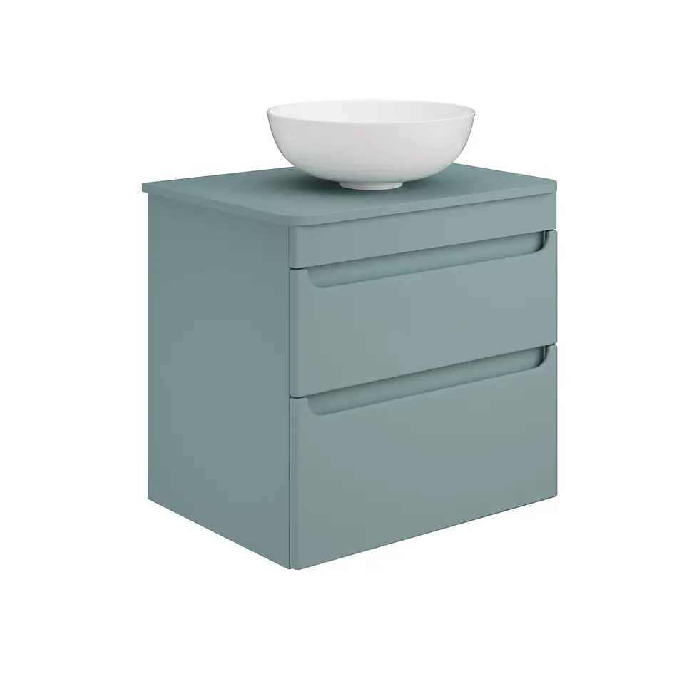 Thumbnail: Deccado Bromont 2 Drawer Vanity Unit 600mm with Worktop and Sit-on Bowl - Blue