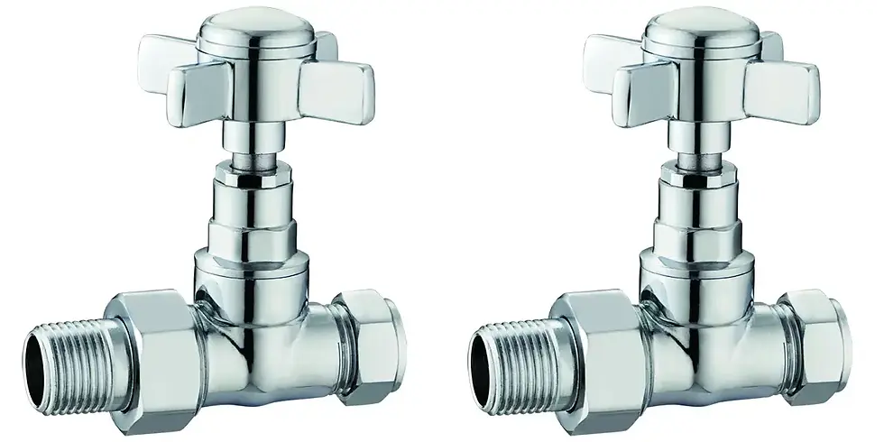 Thumbnail: Traditional Crosshead  Straight Radiator Valves Chrome (Pair)