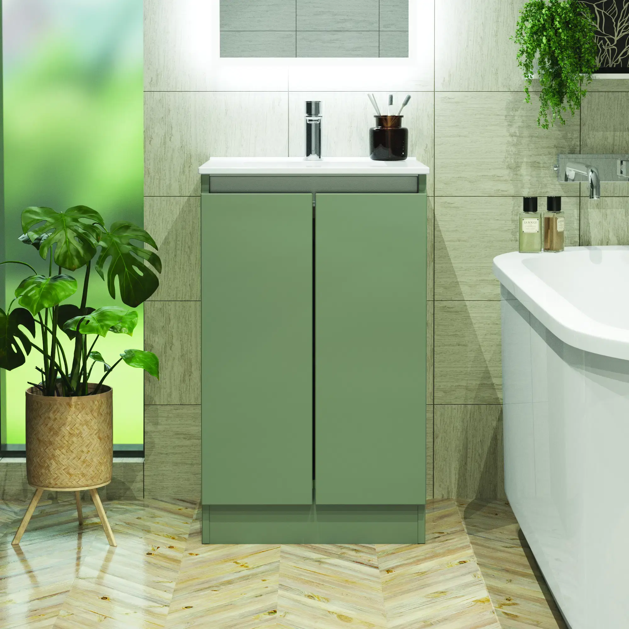 Serenity 500mm Floor Mounted Vanity Unit - Cupboard - Sage