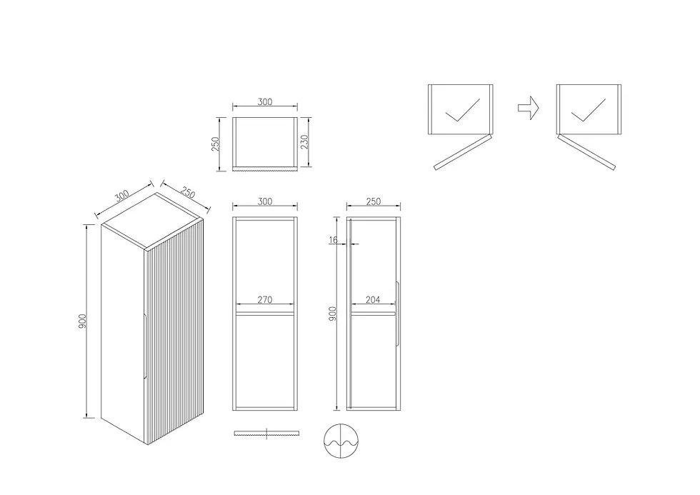 Thumbnail: Zest 900mm Flex Wall Mounted Cabinet - Classic Oak