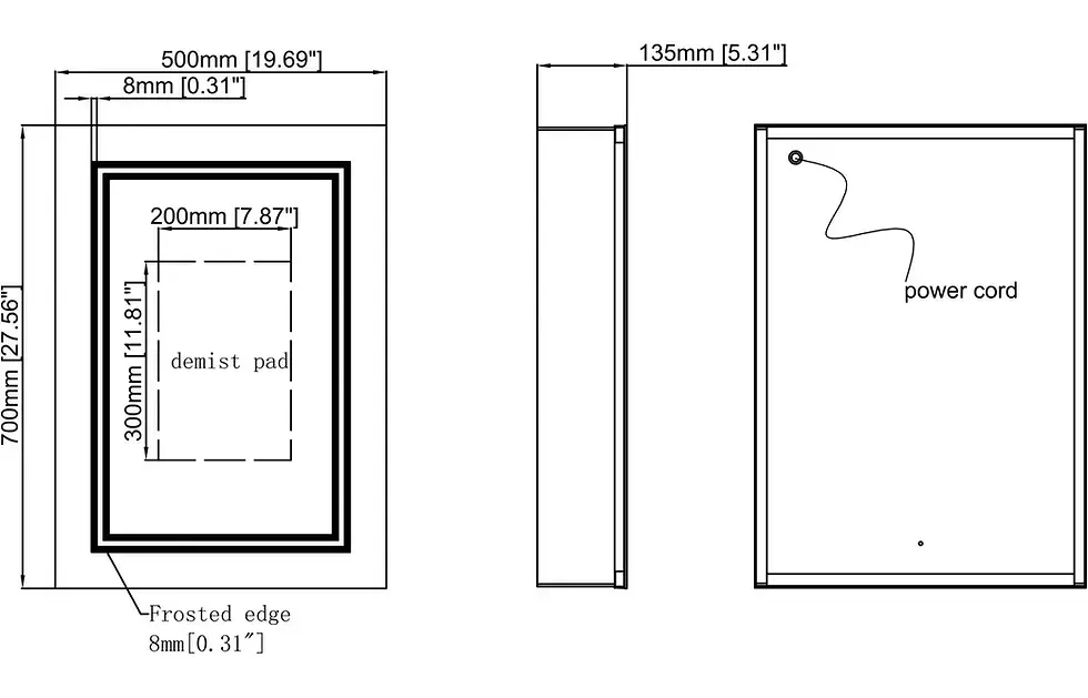 Thumbnail: Swan 500mm 1 Door Front-Lit LED Bathroom Mirror Cabinet