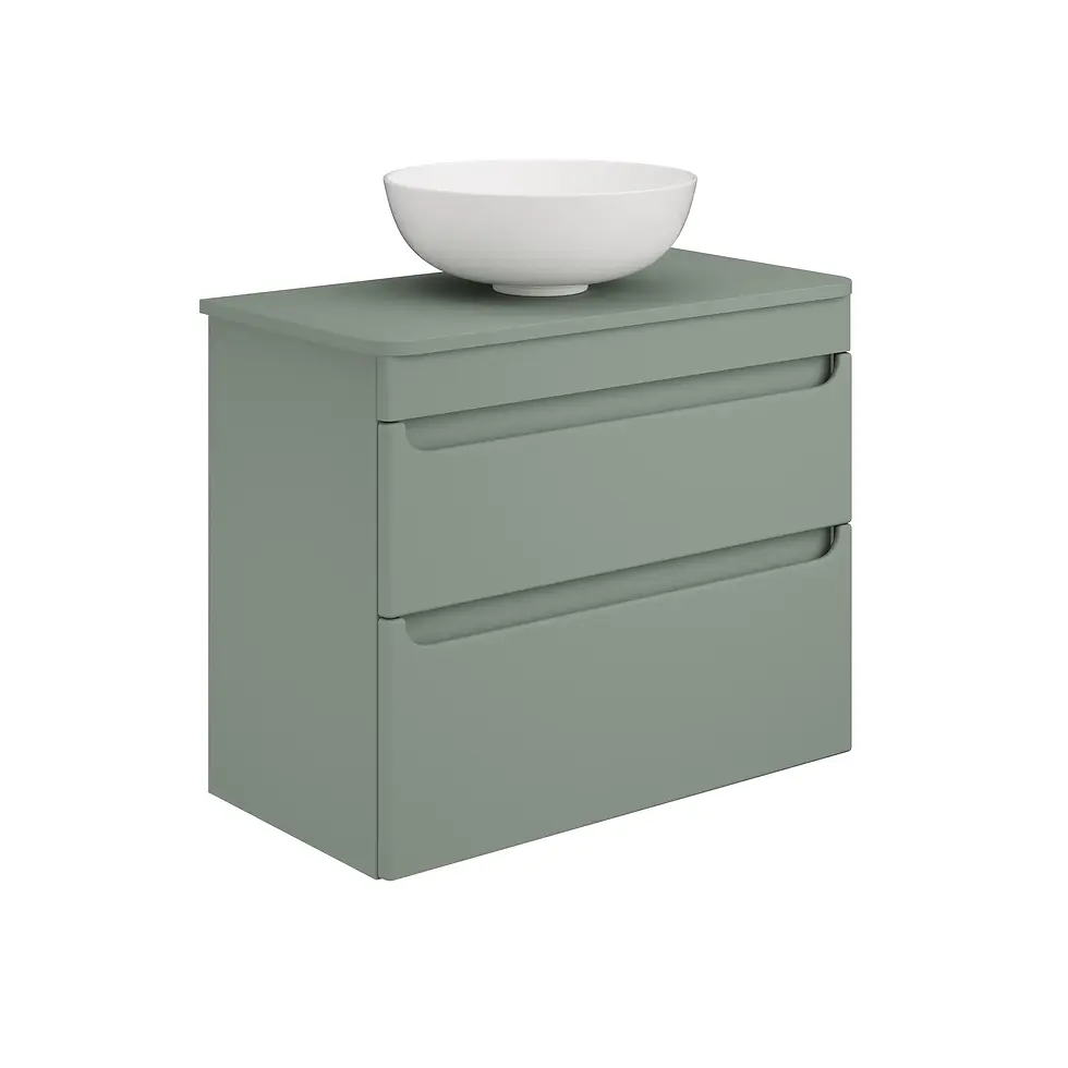 Thumbnail: Deccado Bromont 2 Drawer Vanity Unit 700mm with Worktop and Sit-on Bowl - Green