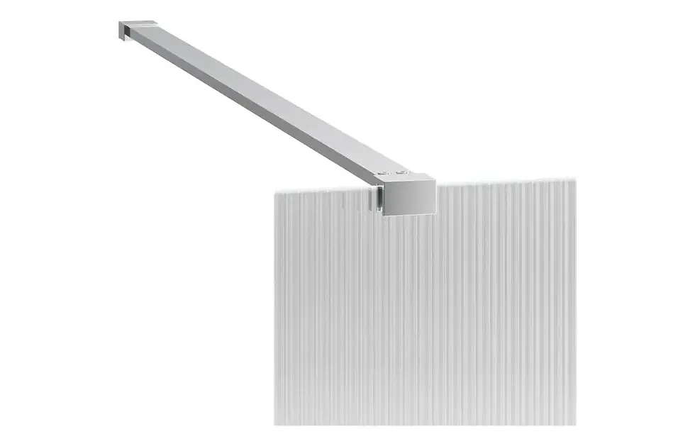 Thumbnail: Prism 900mm Fluted Wetroom Panel & Support Bar - Chrome