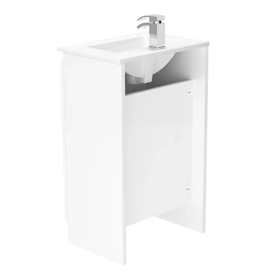 Thumbnail: Serenity 500mm Floor Mounted Vanity Unit (370 Depth) - Cupboard - White Gloss