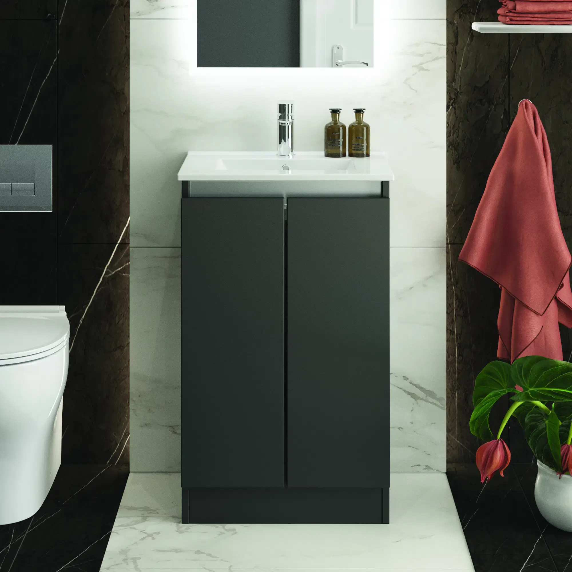 Serenity 500mm Floor Mounted Vanity Unit (370 Depth) - Cupboard - Matt Dk Grey