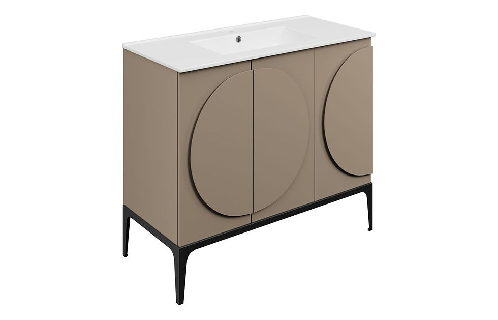 Thumbnail: Clare 1010mm Floor Standing 3 Door Basin Unit & 1TH Basin - Matt Taupe