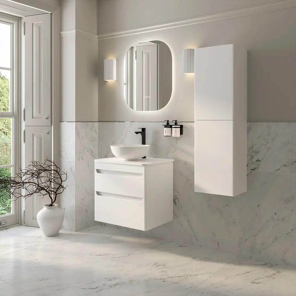 Thumbnail: Deccado Bromont 2 Drawer Vanity Unit 600mm with Worktop and Sit-on Bowl - White