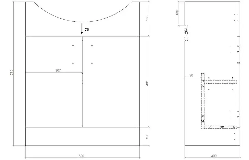 Thumbnail: Venice 655mm Vanity Unit & Basin - White Gloss