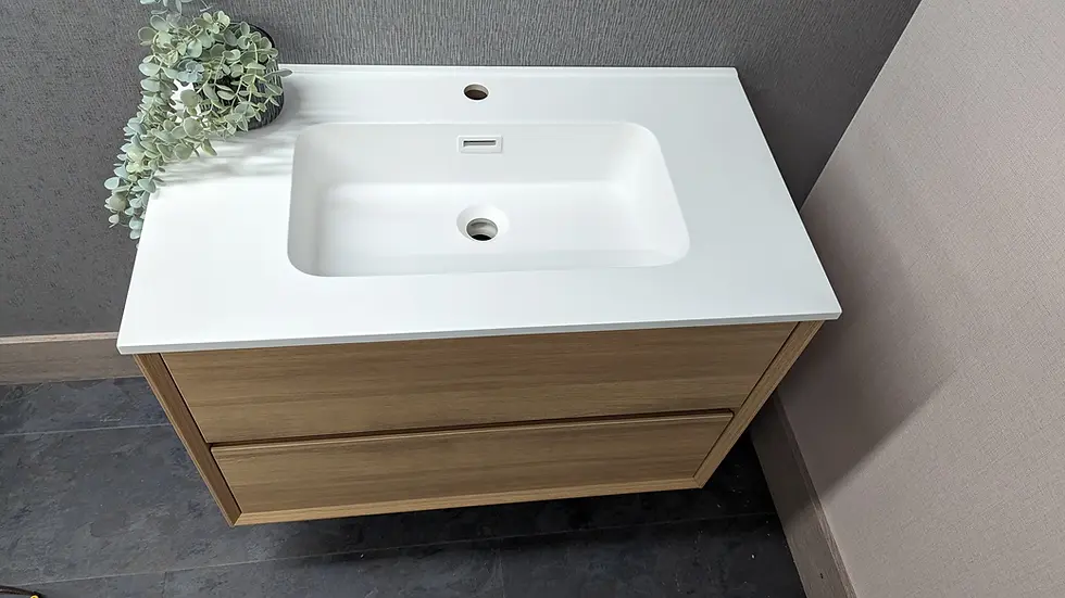 Thumbnail: Deco Cleo 600/800/1000mm Wall Hung Vanity Unit with Ceramic Basin - Oak