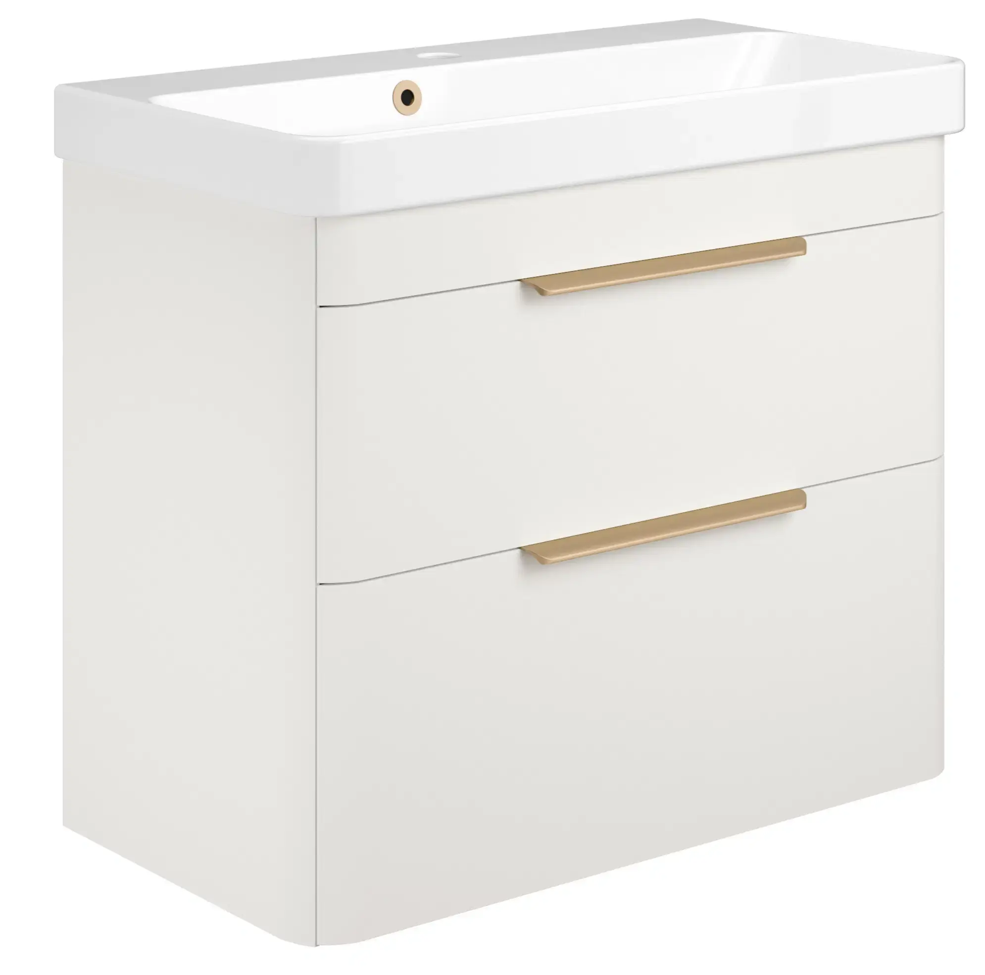 Deccado Crofton 2 Drawer Vanity Unit 700mm with Ceramic Basin and Handles -White