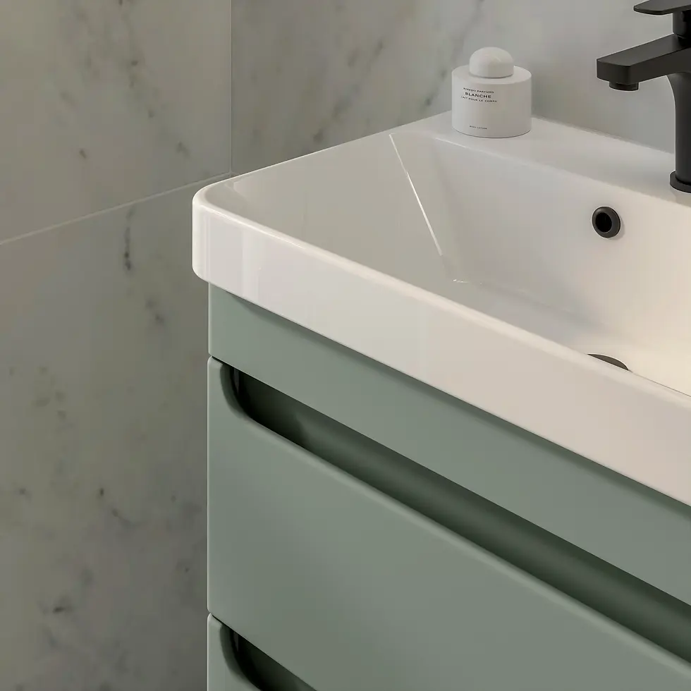 Thumbnail: Deccado Bromont 2 Drawer Vanity Unit 550mm with Ceramic Basin - Verdant Green