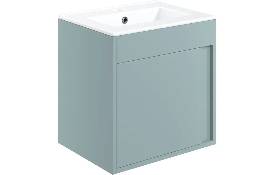 Essen 510mm Wall Hung Vanity Unit Inc. Basin - Matt Sea Green