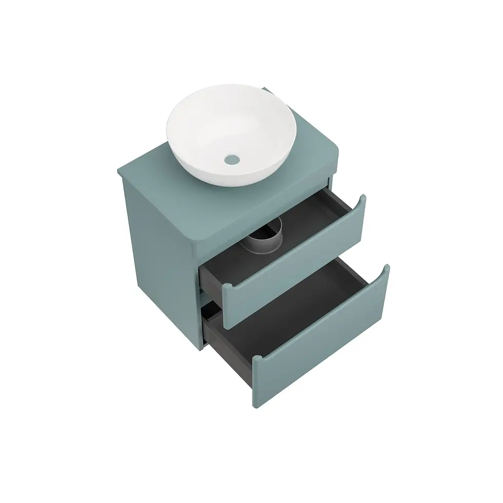 Thumbnail: Deccado Bromont 2 Drawer Vanity Unit 550mm with Worktop and Sit-on Bowl - Blue