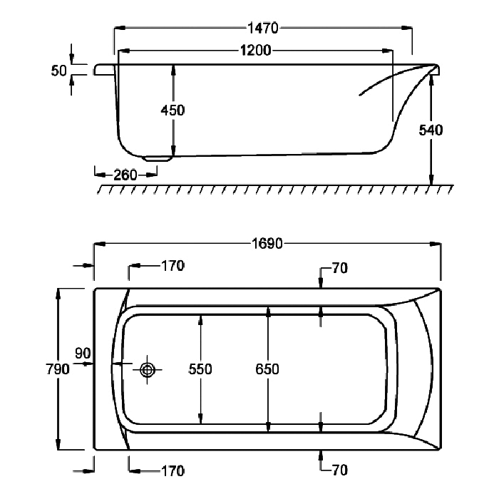 Thumbnail: Carron Sigma 1700x800mm Carronite Bath