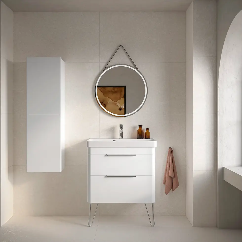 Thumbnail: Deccado Crofton 2 Drawer Vanity Unit 700mm with Basin, Legs and Handles - White