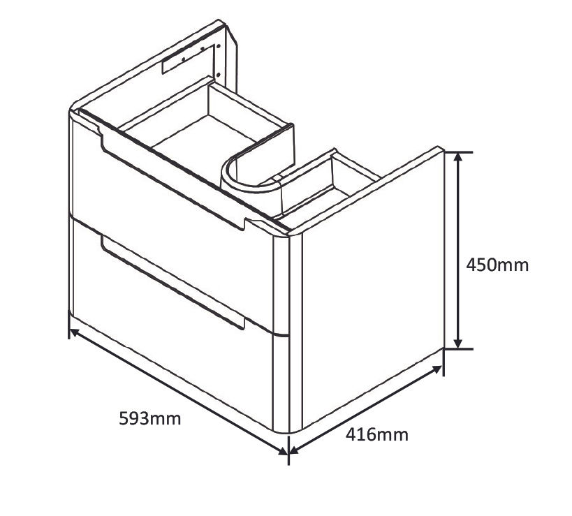 Thumbnail: Matrix 600mm Wall Hung Vanity Unit + Basin - Shadow Grey