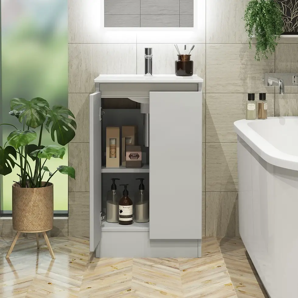 Thumbnail: Serenity 500mm Floor Mounted Vanity Unit - Cupboard - Pearl Lt Grey Matt