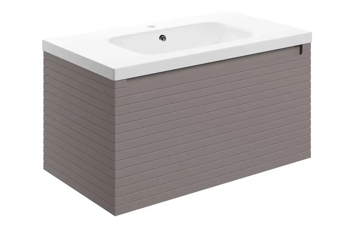 Amalfi 815mm 1 Drawer Wall Hung Basin Unit & 1TH Basin - Matt Taupe