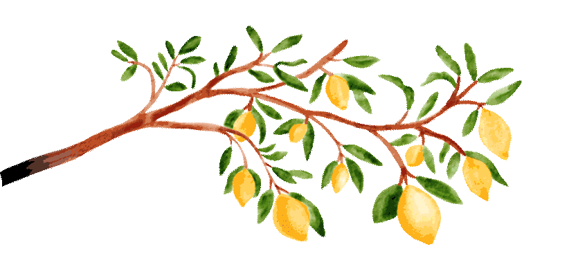 Animated illustration of a lemon branch with leaves swaying gently