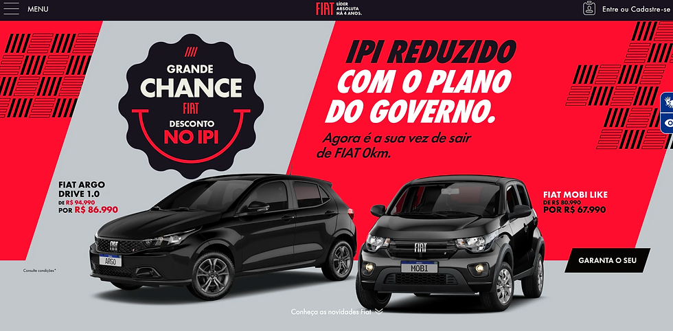 banner ofertas veículos novos ipi 0 fiat