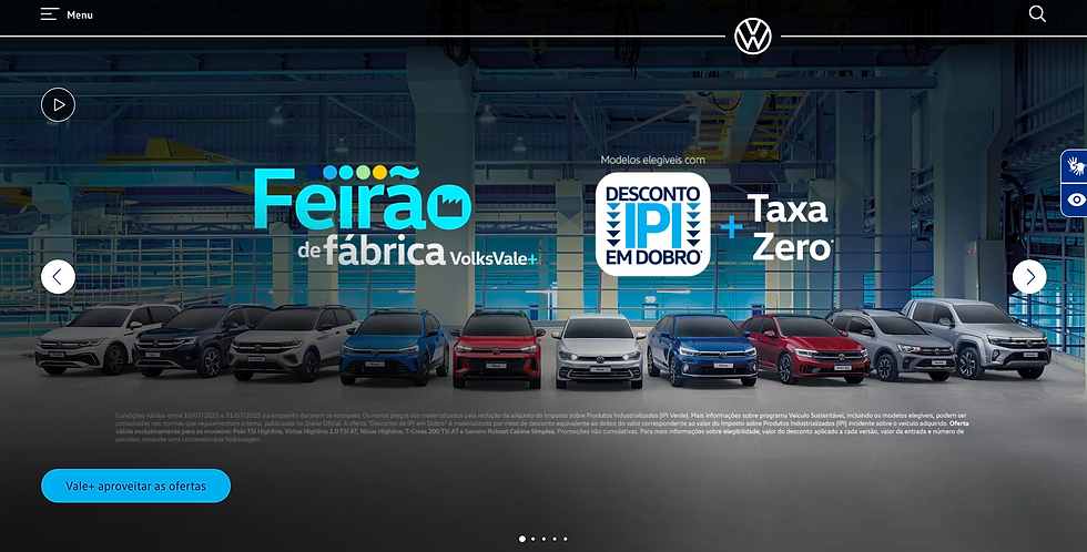 banner ofertas veículos novos ipi 0 volkswagen