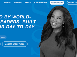 Sign announcing SHRM26 conference with Oprah and John Maxwell