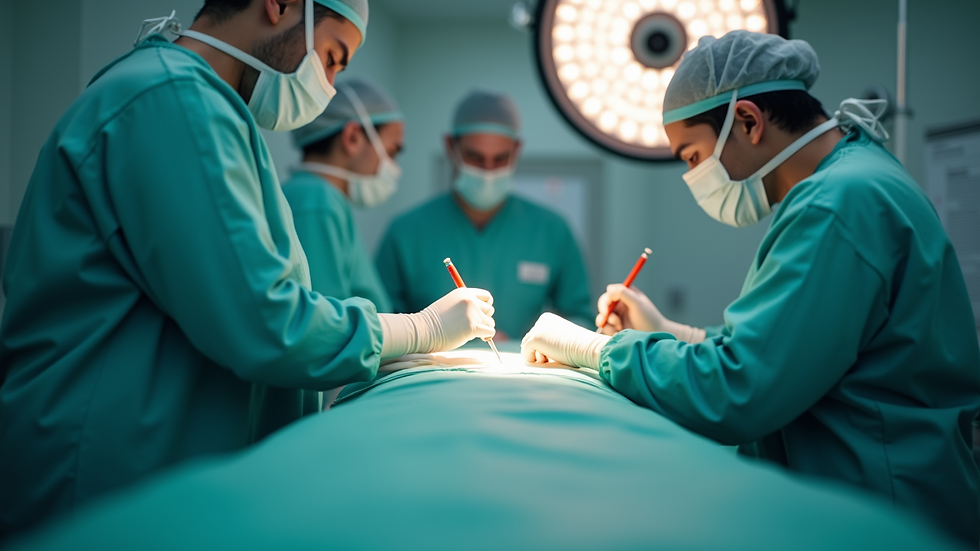 Eye-level view of an operating room setup for ear surgery